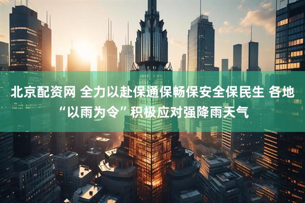 北京配资网 全力以赴保通保畅保安全保民生 各地“以雨为令”积极应对强降雨天气