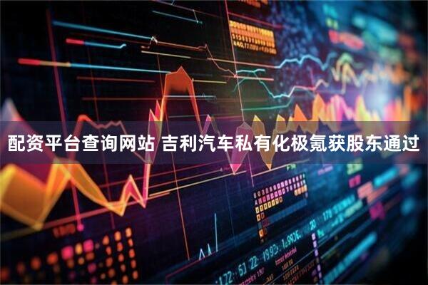 配资平台查询网站 吉利汽车私有化极氪获股东通过