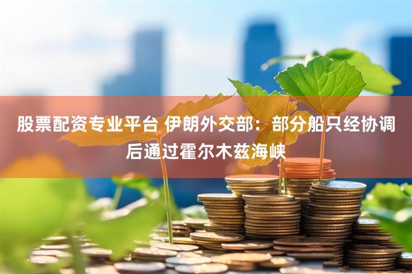 股票配资专业平台 伊朗外交部:部分船只经协调后通过霍尔木兹海峡